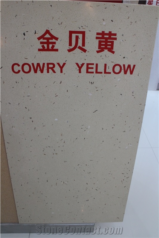 Cowry Yellow Engineered Artificial Stone Slabs ,Best Price
