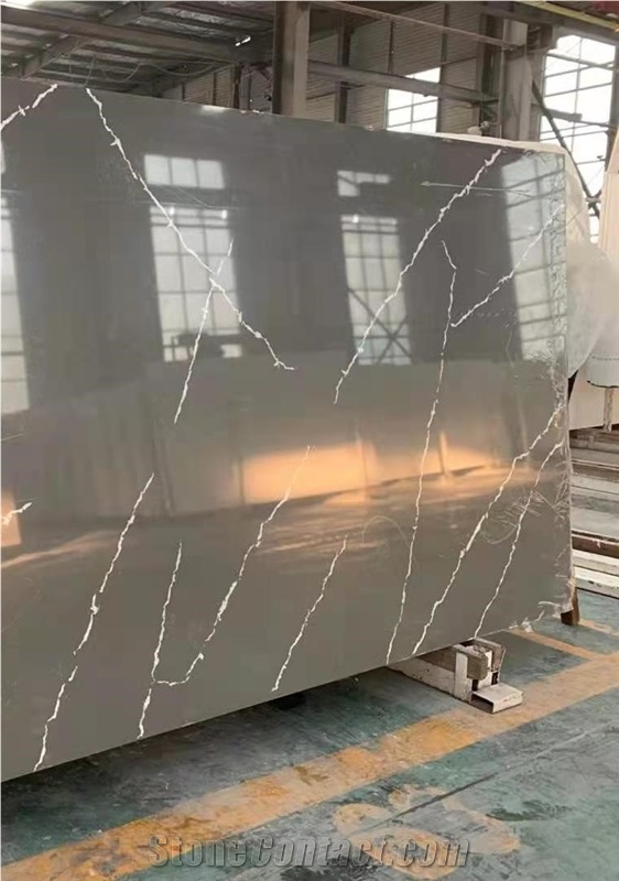 High Quality Calacatta Gray Quartz Slabs,Big Slabs