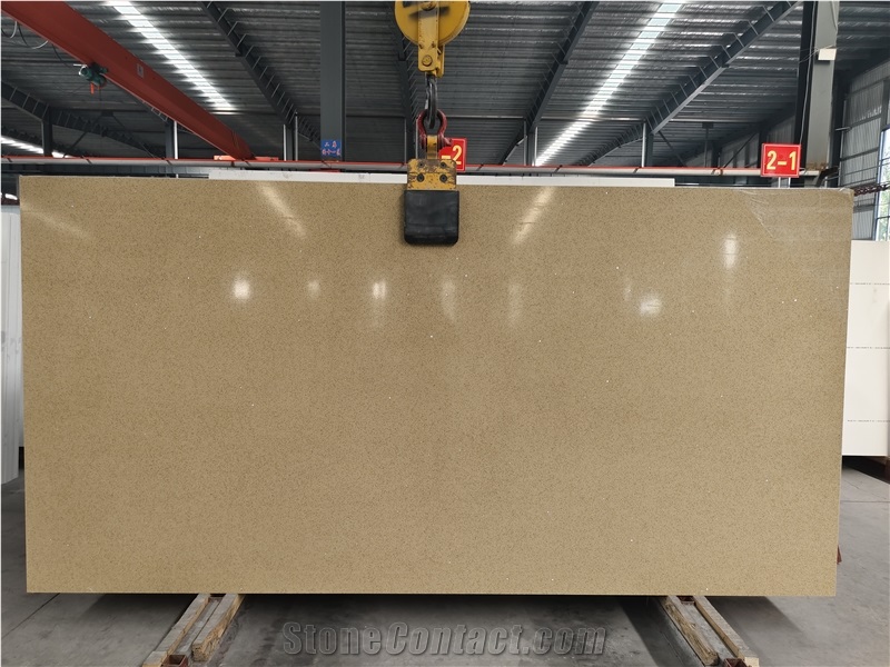 Light Yellow Crystal Engineered  Artificial Stone Slabs