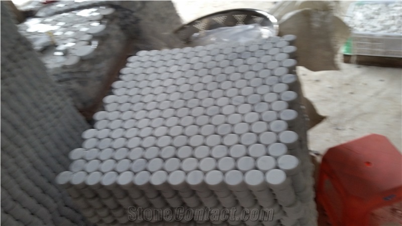 Exquisite Bianco Carrara Marble Mosaic Pattern