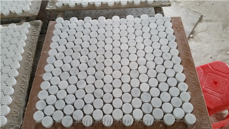 Exquisite Bianco Carrara Marble Mosaic Pattern