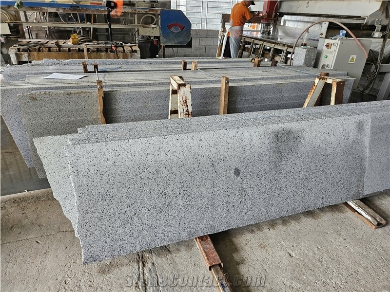 White Granite Bush Hammered Tiles