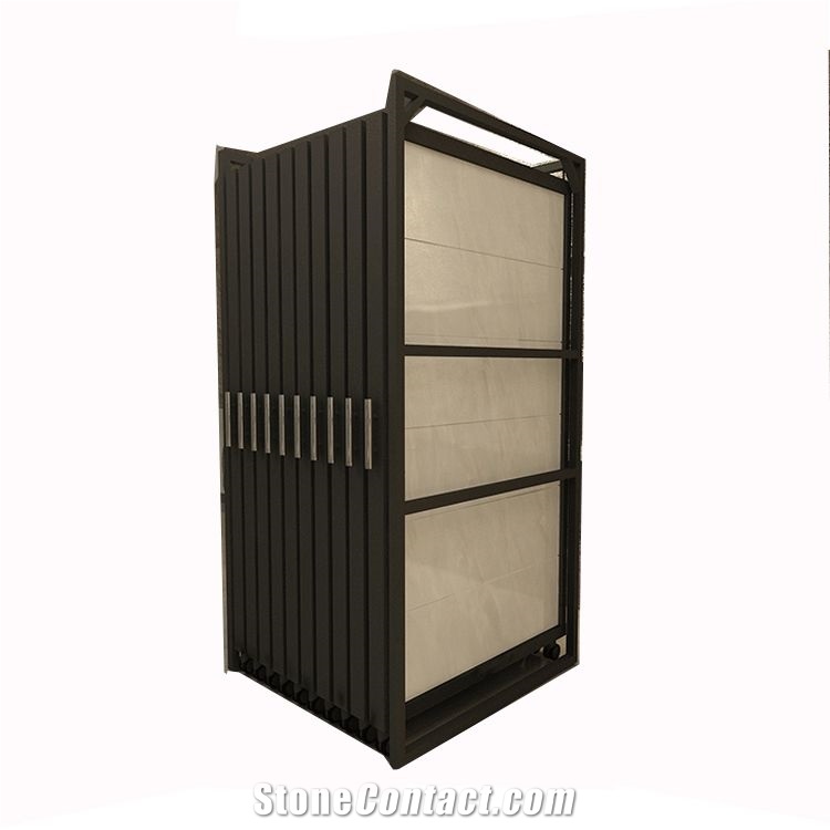 Porcelain Sample Sliding Rack, Slab Showroom Display Case