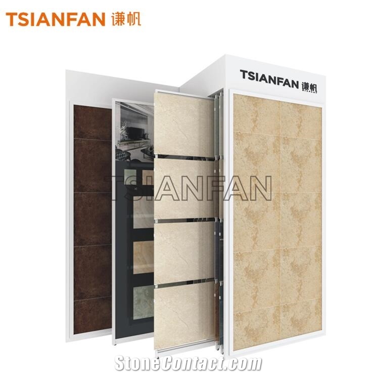 Porcelain Sample Sliding Rack, Slab Showroom Display Case