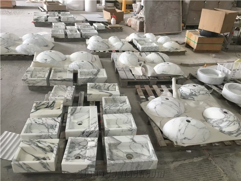 YDSTONE Customized Natural Arabescato Marble Wash Basin