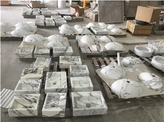 YDSTONE Customized Natural Arabescato Marble Wash Basin