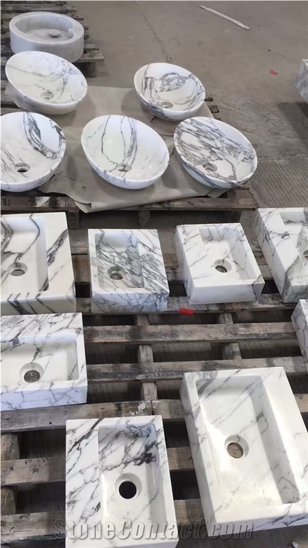 YDSTONE Customized Natural Arabescato Marble Wash Basin