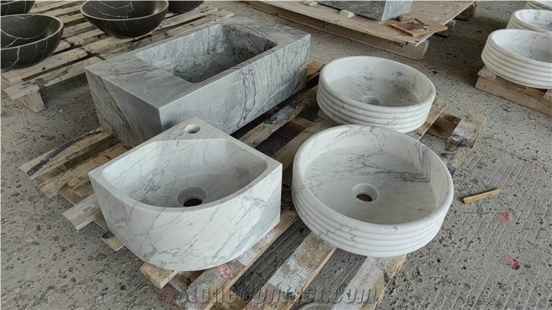 YDSTONE Customized Natural Arabescato Marble Wash Basin