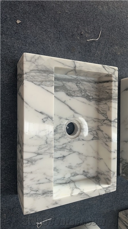 YDSTONE Natural White Arabescato Marble Square Sinks