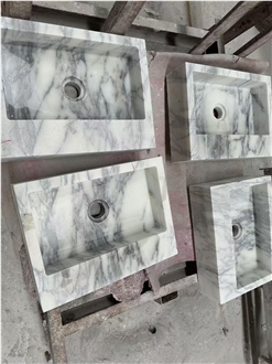 YDSTONE Natural White Arabescato Marble Square Sinks