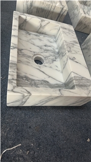 YDSTONE Natural White Arabescato Marble Square Sinks