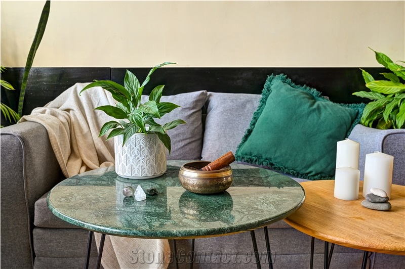 Green Marble Round Coffee Table