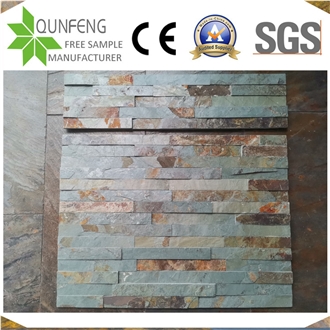 China 15*60CM Green&Rusty Slate Wall Panel Stone Veneer