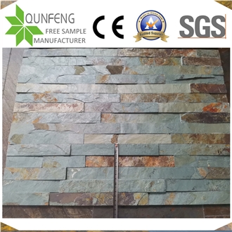 China 15*60CM Green&Rusty Slate Wall Panel Stone Veneer