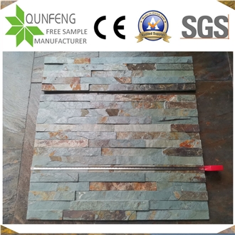 China 15*60CM Green&Rusty Slate Wall Panel Stone Veneer