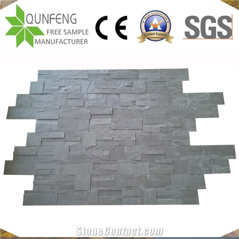 China Black Split Face Stone Veneer Slate Wall Cladding