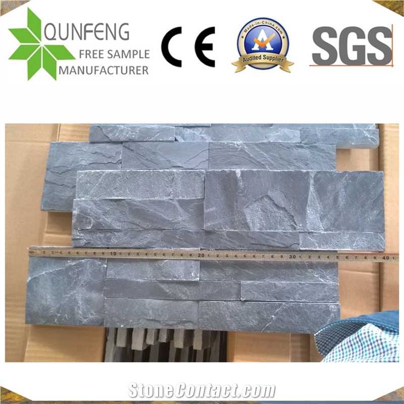 China Black Split Face Stone Veneer Slate Wall Cladding
