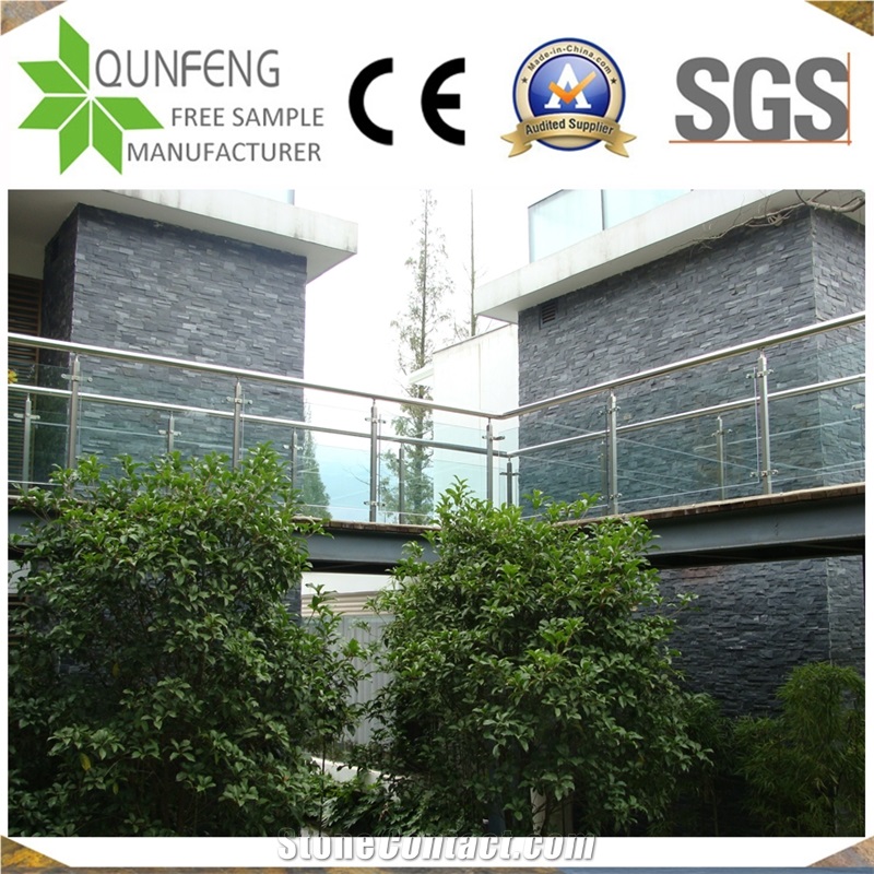 China Black Split Face Stone Veneer Slate Wall Cladding