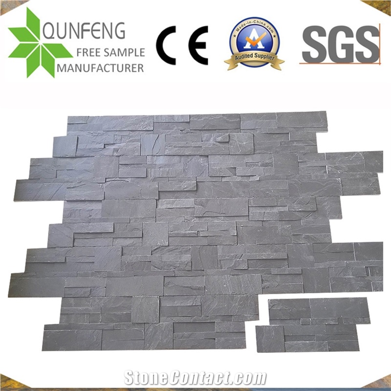 China Natural Split Dark Grey/Black Slate Panel Stone Veneer