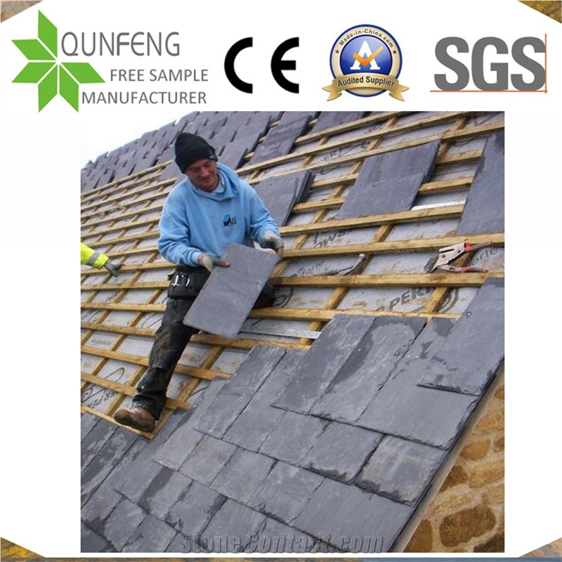 China Natural Split Face Black Slate Stone Roof Tiles