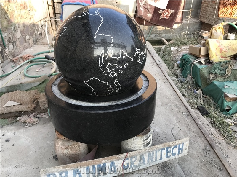 Black Granite Floating Sphere Fountain