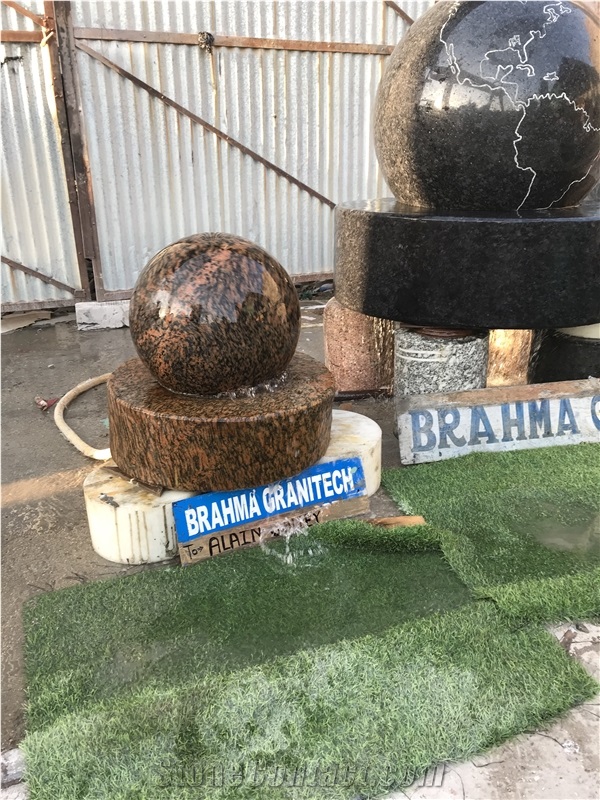 Black Granite Floating Sphere Fountain