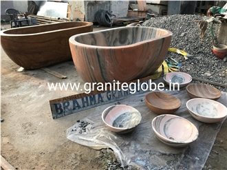 Paloda Pink Marble Carved Sloid Bath Tubs