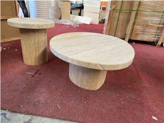 Beige Travertine Set Of Coffee Tables