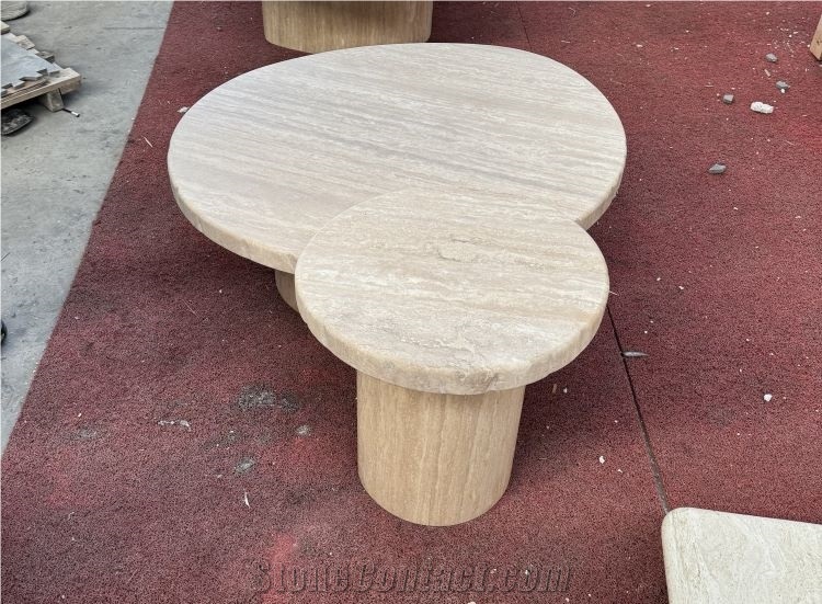 Beige Travertine Set Of Coffee Tables