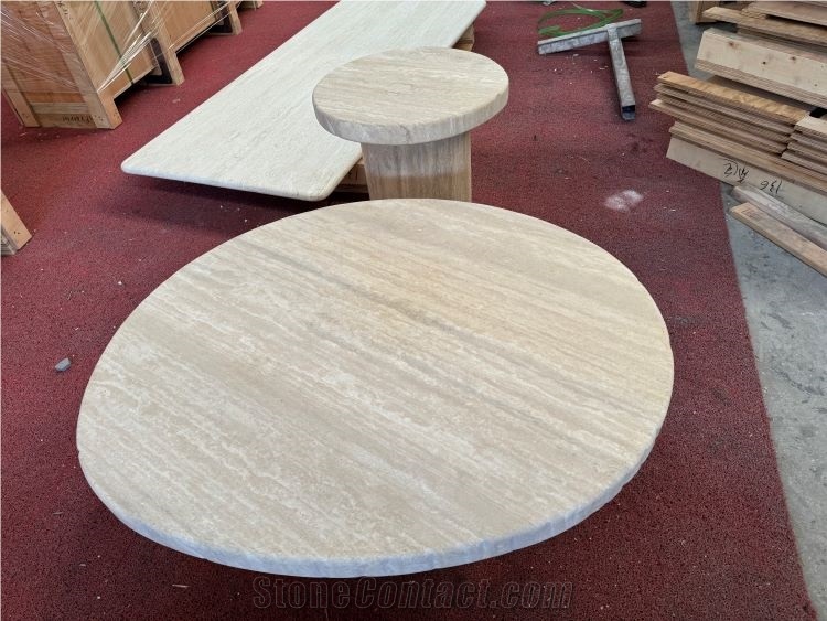 Beige Travertine Set Of Coffee Tables
