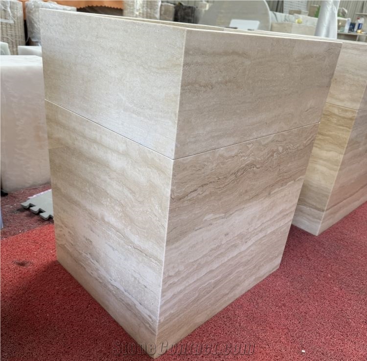 Beige Travertine Vanity Basin Bathroom Unit
