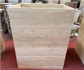 Beige Travertine Vanity Basin Bathroom Unit