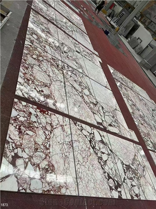 Calacatta Burgundy Marble Tiles Violet Viola Red Pink Stone