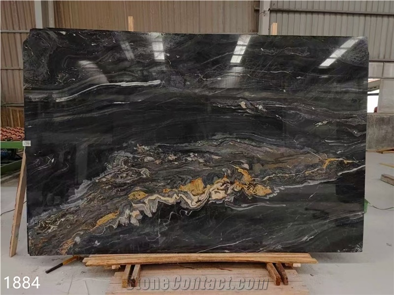Magma Gold Granite Slabs Black Cosmic Titanium Stone