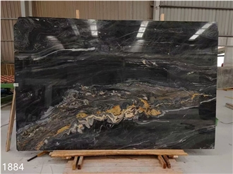 Magma Gold Granite Slabs Black Cosmic Titanium Stone