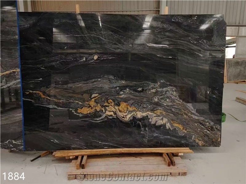 Magma Gold Granite Slabs Black Cosmic Titanium Stone