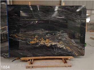 Magma Gold Granite Slabs Black Cosmic Titanium Stone
