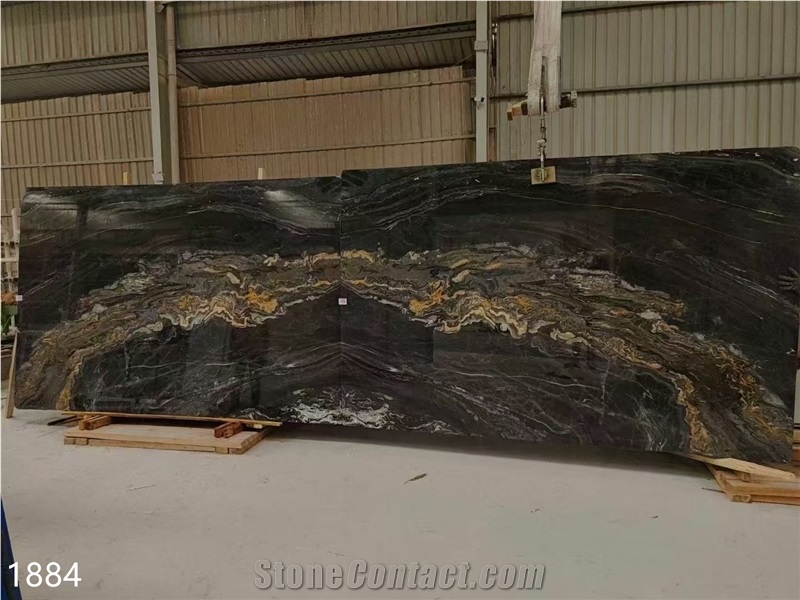 Magma Gold Granite Slabs Black Cosmic Titanium Stone