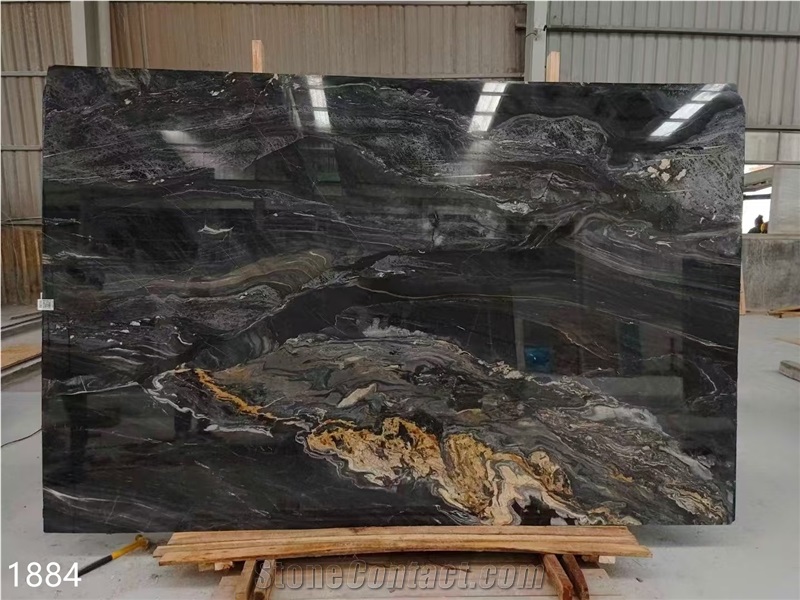 Magma Gold Granite Slabs Black Cosmic Titanium Stone