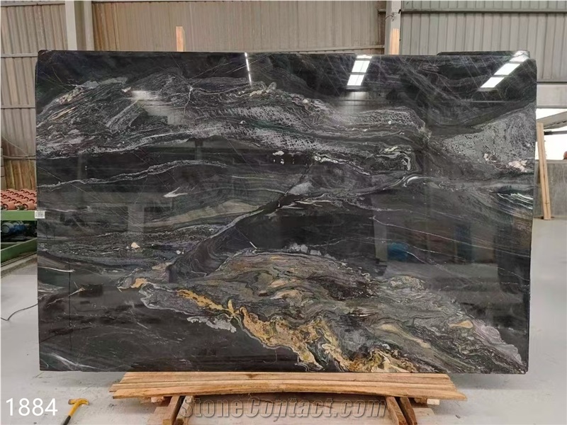 Magma Gold Granite Slabs Black Cosmic Titanium Stone