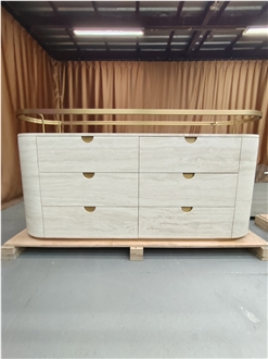 Super White Travertine Cabinet Hotel Furniture