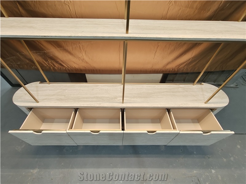 Super White Travertine Cabinet Hotel Furniture