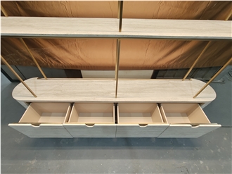 Super White Travertine Cabinet Hotel Furniture