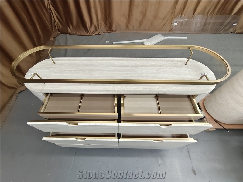 Super White Travertine Cabinet Hotel Furniture