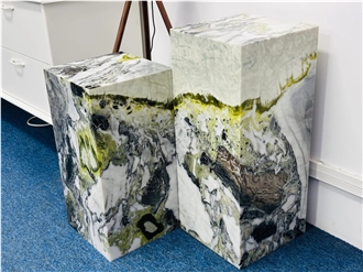 China Green Cold Jade Green Marble Side Table For Wholesale