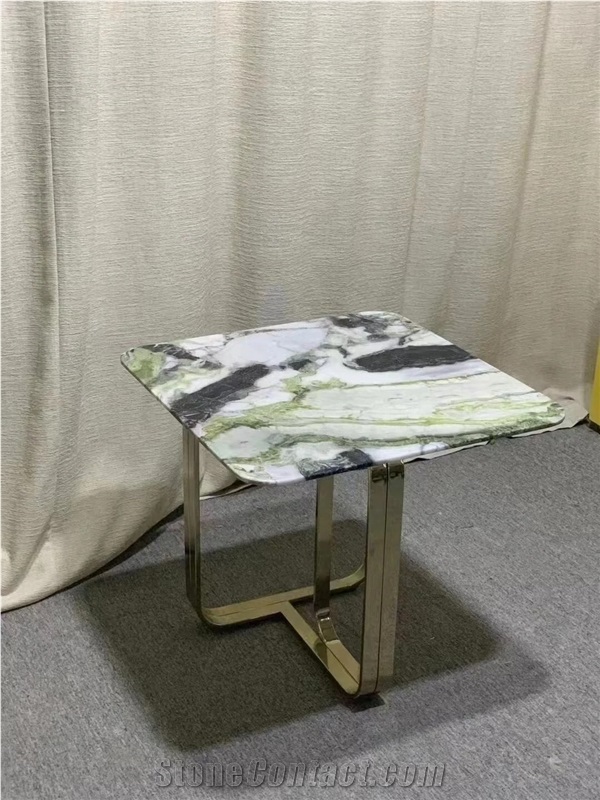 China Green Cold Jade Green Marble Side Table For Wholesale