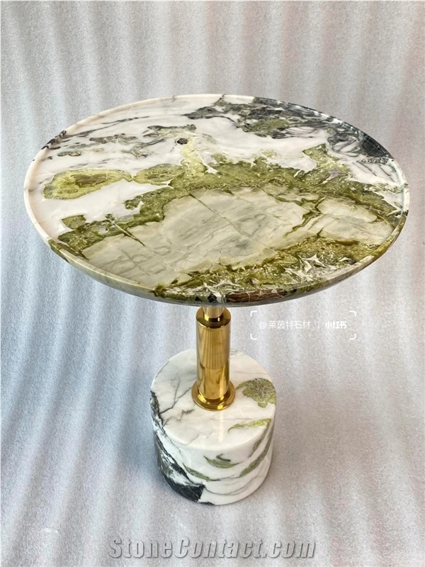 China Green Cold Jade Green Marble Side Table For Wholesale