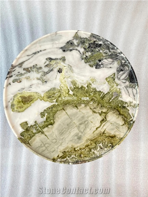 China Green Cold Jade Green Marble Side Table For Wholesale