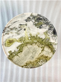 China Green Cold Jade Green Marble Side Table For Wholesale
