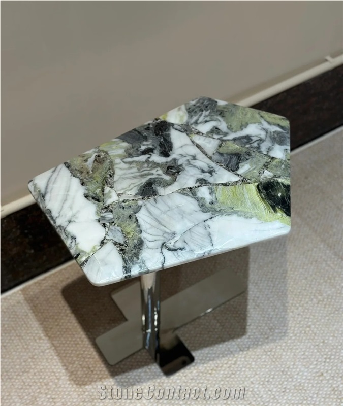 China Green Cold Jade Green Marble Side Table For Wholesale